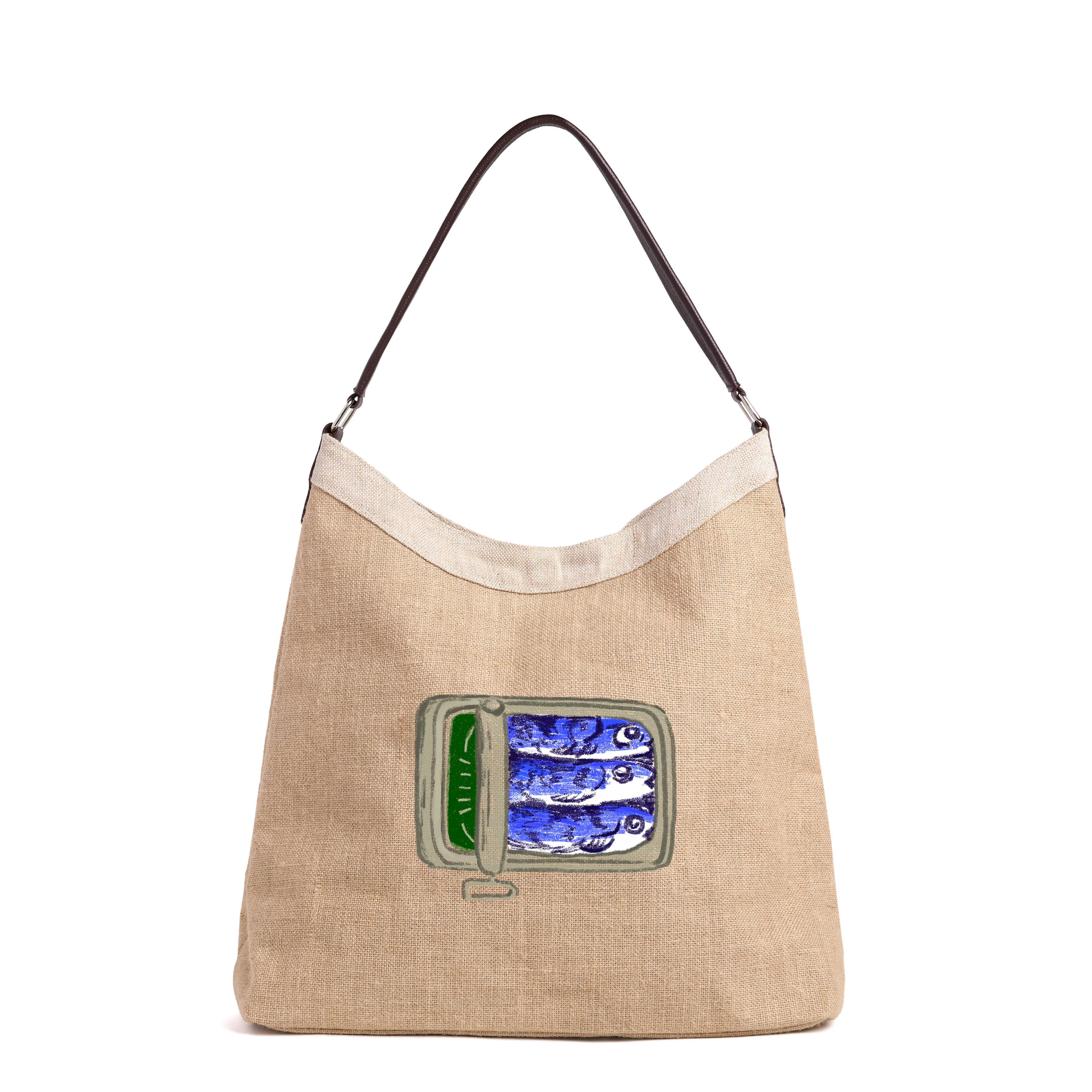 Crescent Tote in Natural Tinned Sardines - Image 5