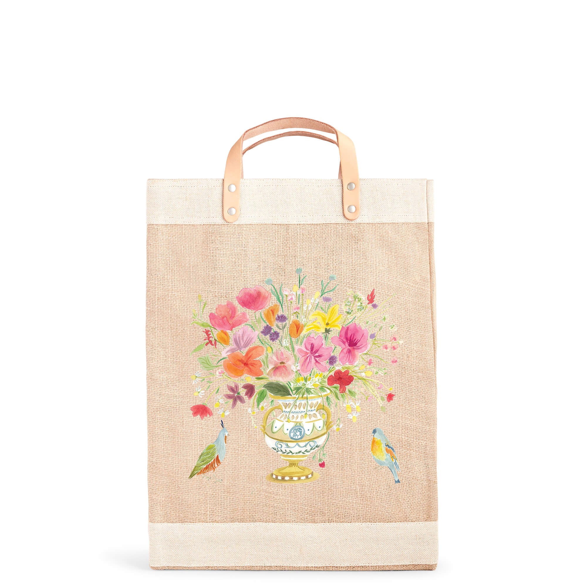 Market Bag in Natural Bird Sonnet Watercolor by Amy Logsdon - Image 8
