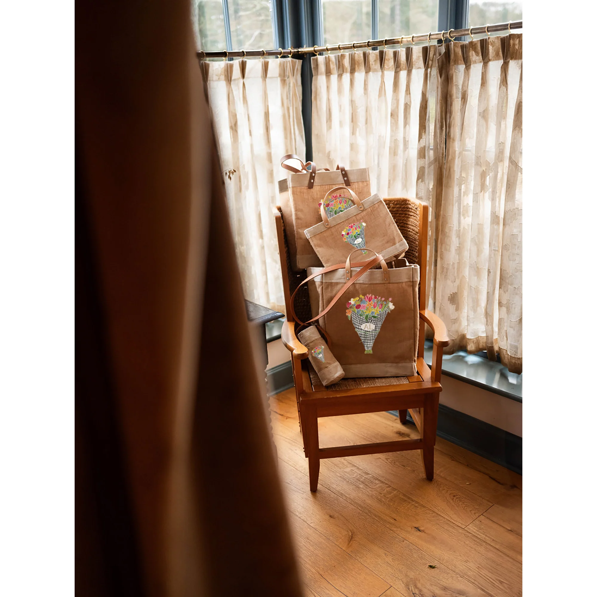 Market Bag in Natural Flower Stand by Amy Logsdon - Image 4