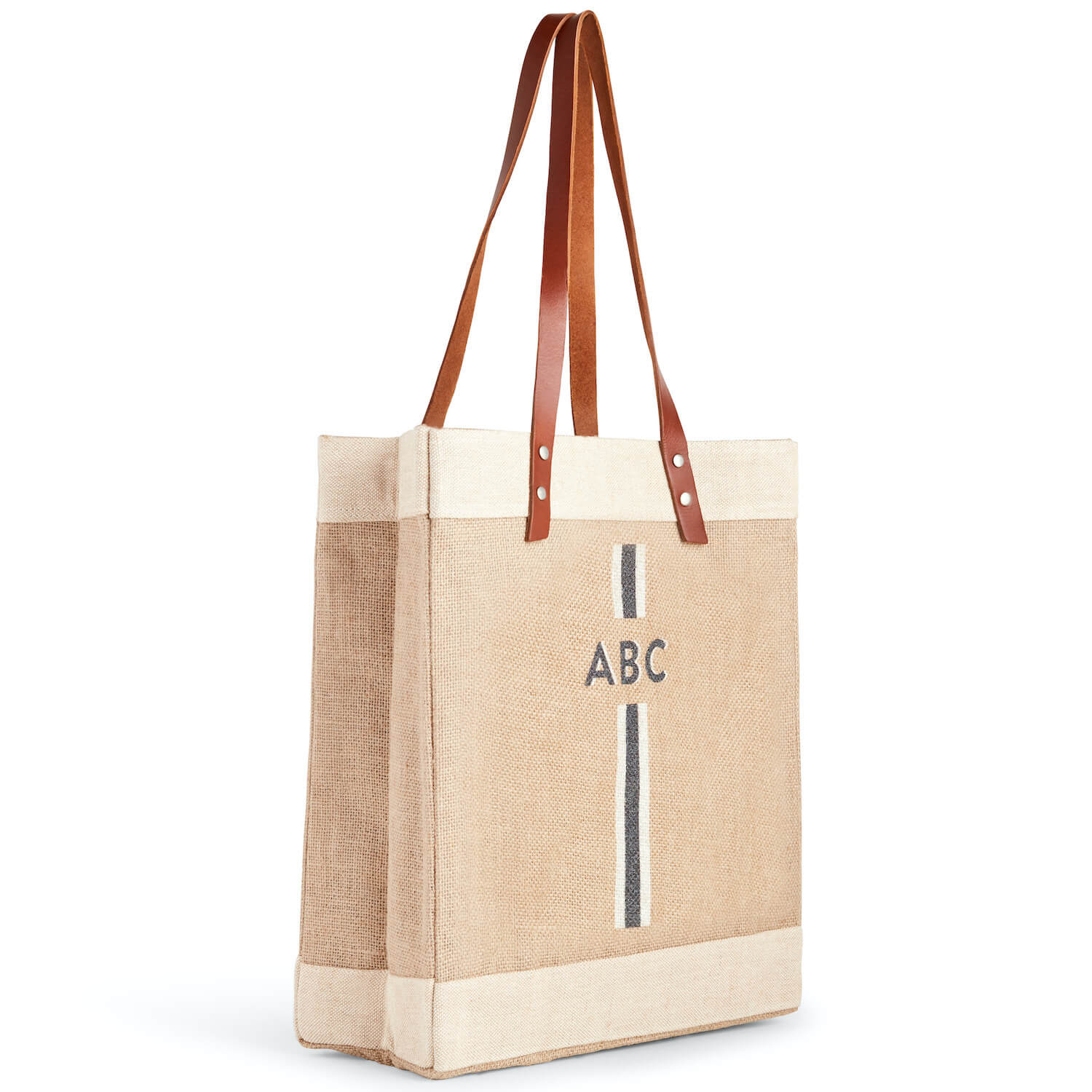 Market Tote in Natural with Black Monogram - Image 3