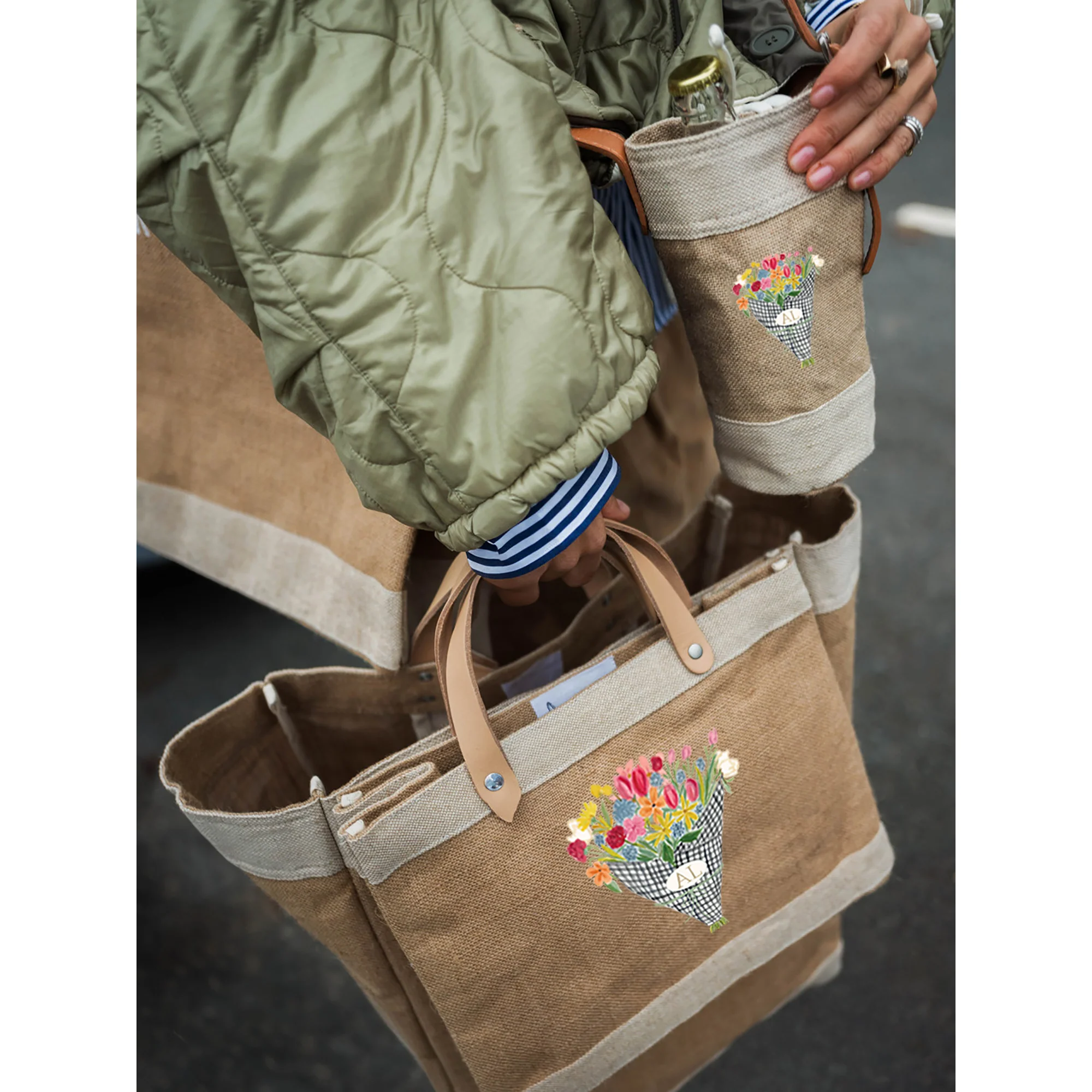 Market Tote in Natural Flower Stand by Amy Logsdon - Image 9