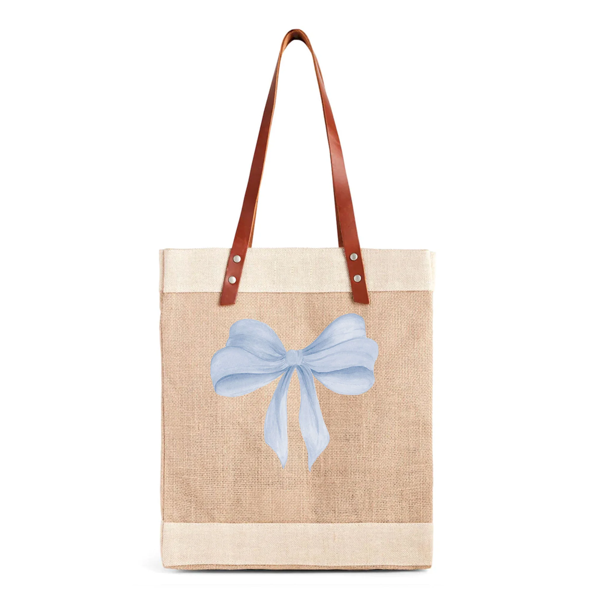Market Tote in Natural with Powder Blue Bow by Amy Logsdon - Image 11