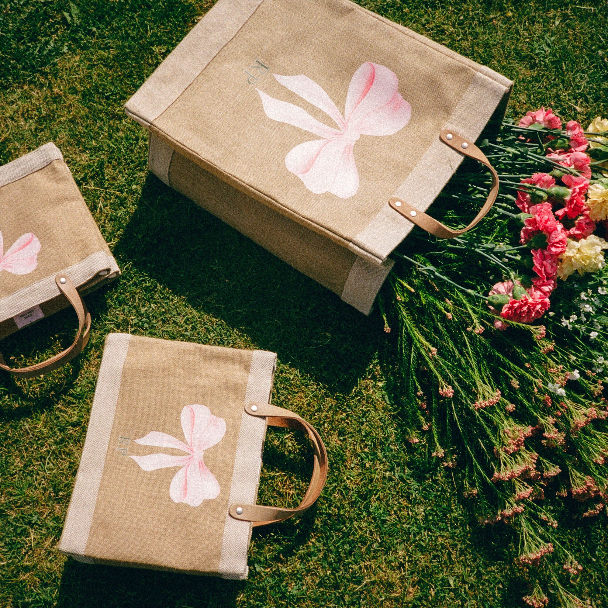 Petite Market Bag in Natural with Powder Blue Bow by Amy Logsdon - Image 2