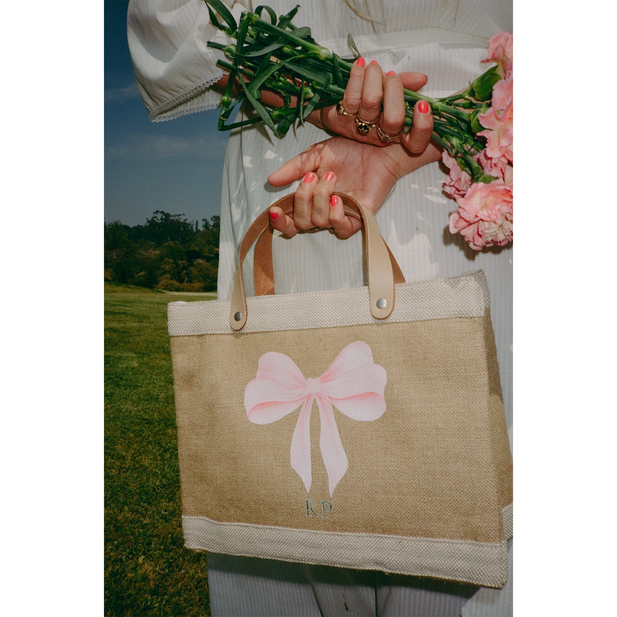Petite Market Bag in Natural with Powder Blue Bow by Amy Logsdon - Image 3