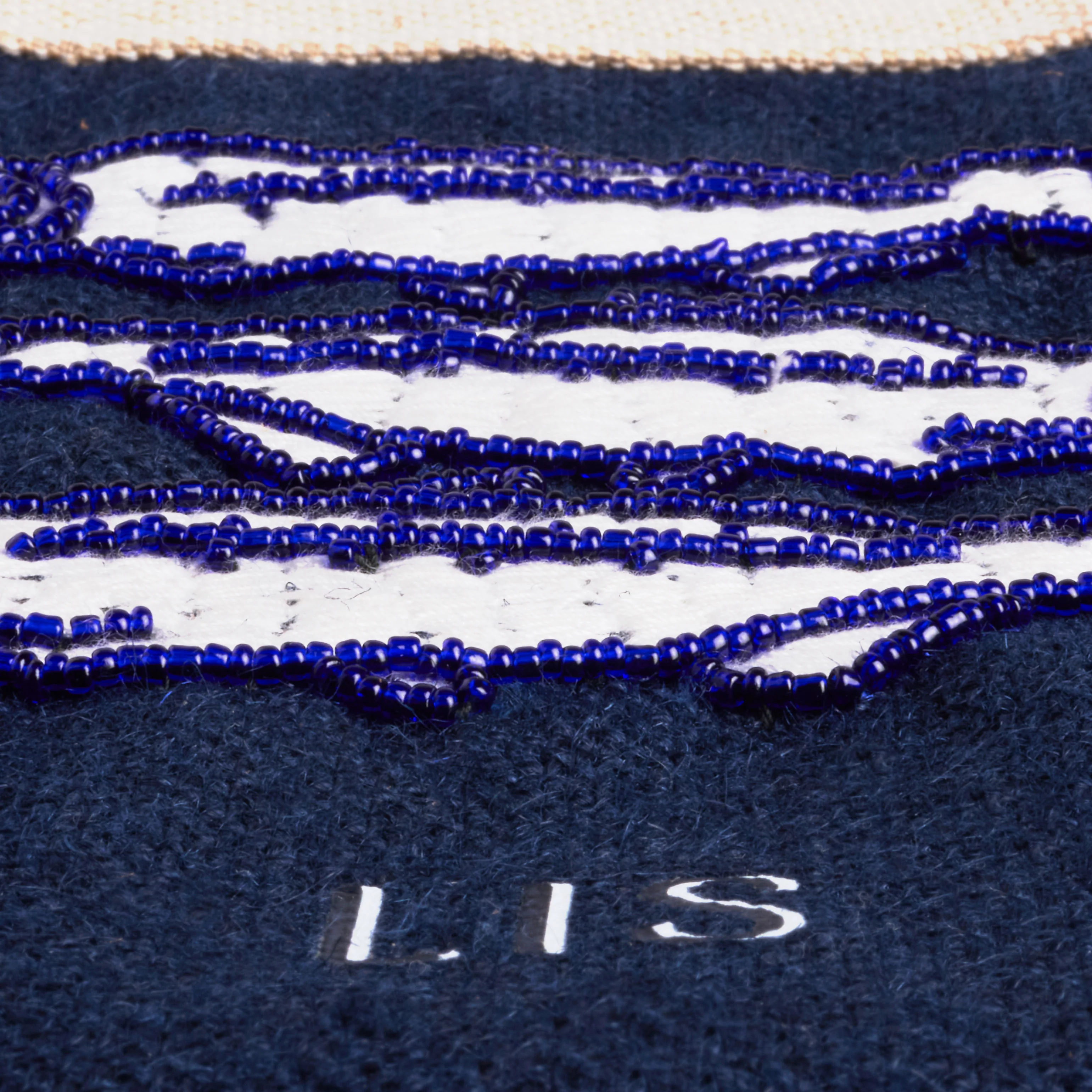 Petite Market Bag in Navy with Beaded Sardines - Image 4