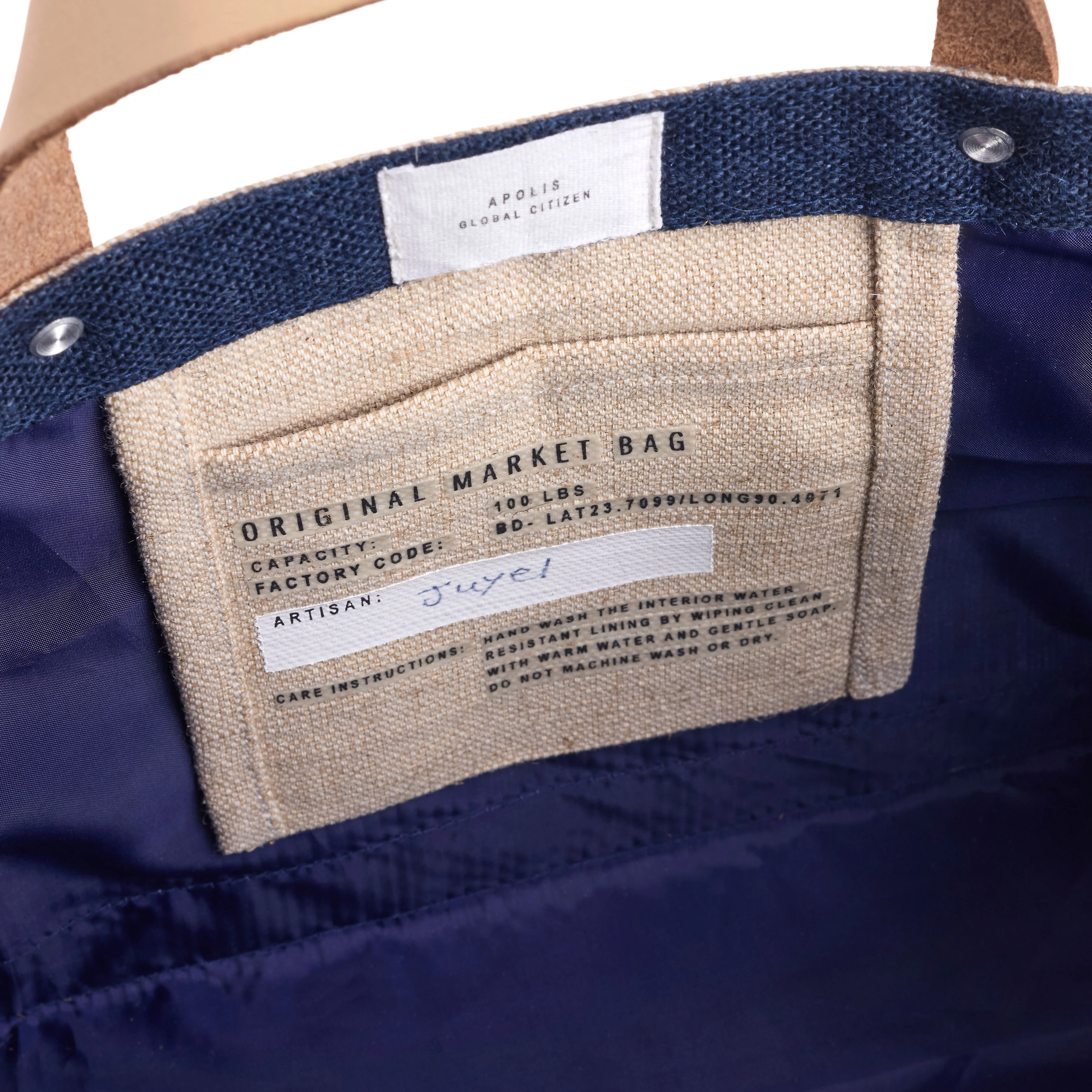 Petite Market Bag in Navy with Beaded Sardines - Image 5