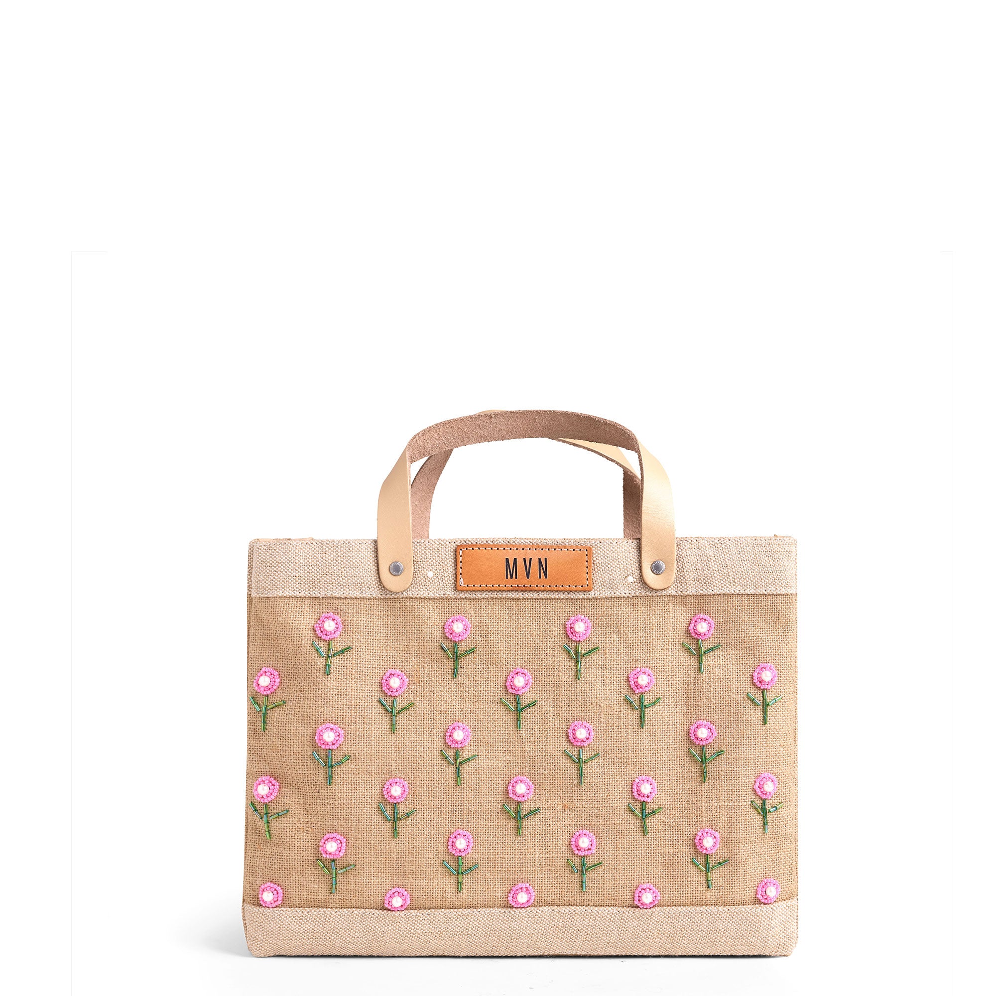Petite Market Bag with Beaded Flowers | Ships: June 15