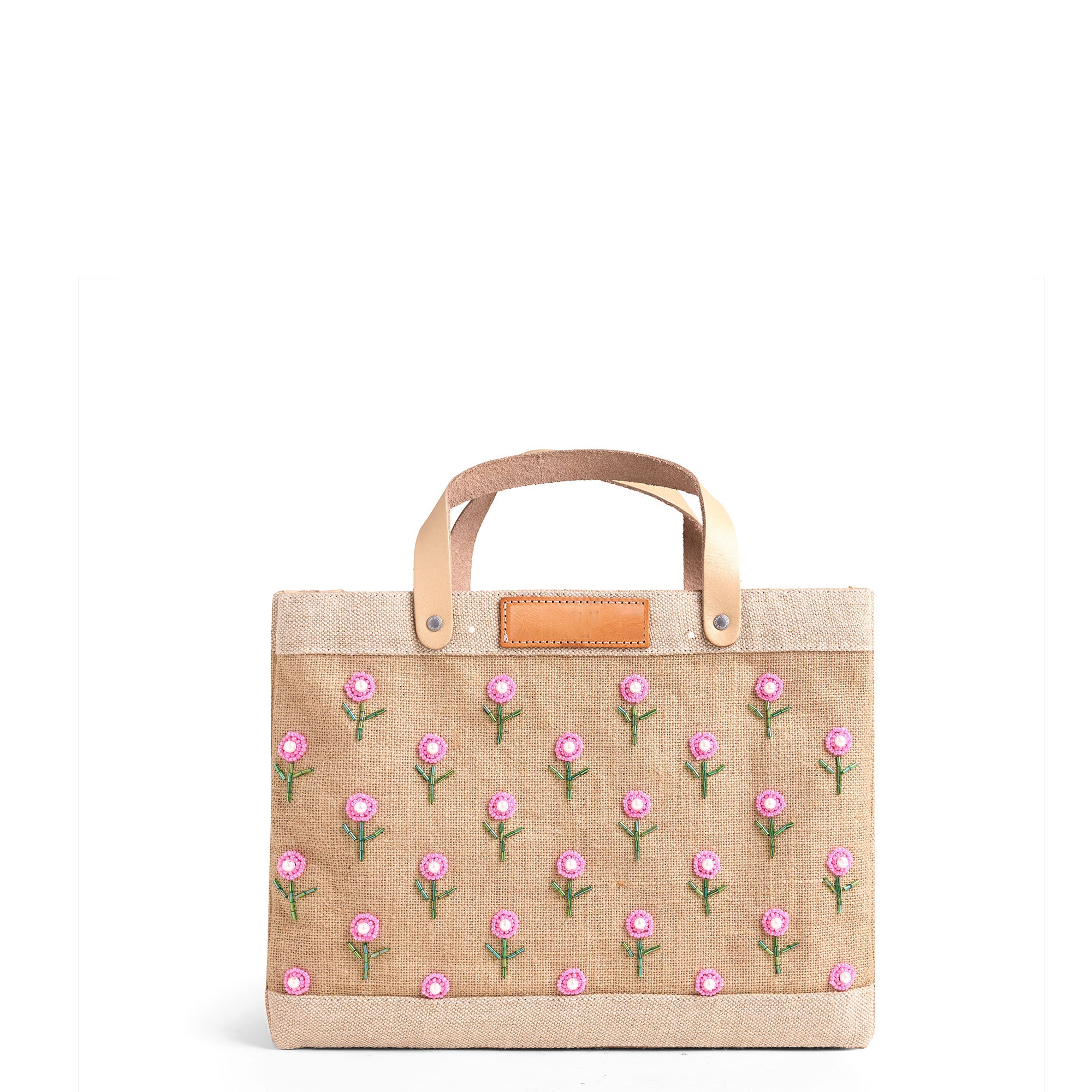 Petite Market Bag with Beaded Flowers | Ships: June 15 - Image 8