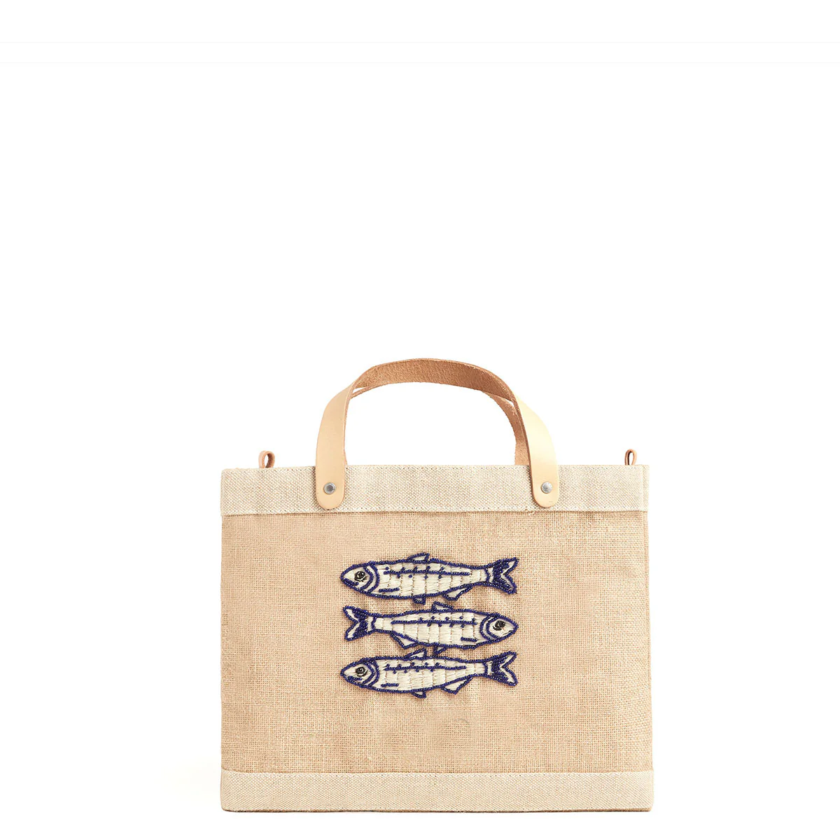 Petite Market Bag with Beaded Sardines - Image 11