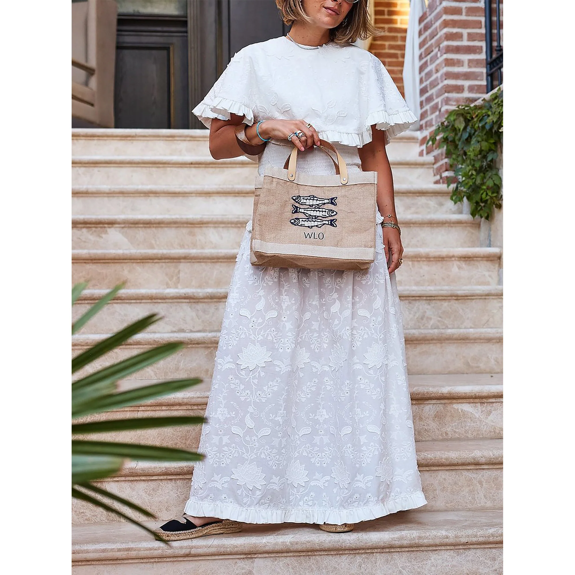 Petite Market Bag with Beaded Sardines - Image 6