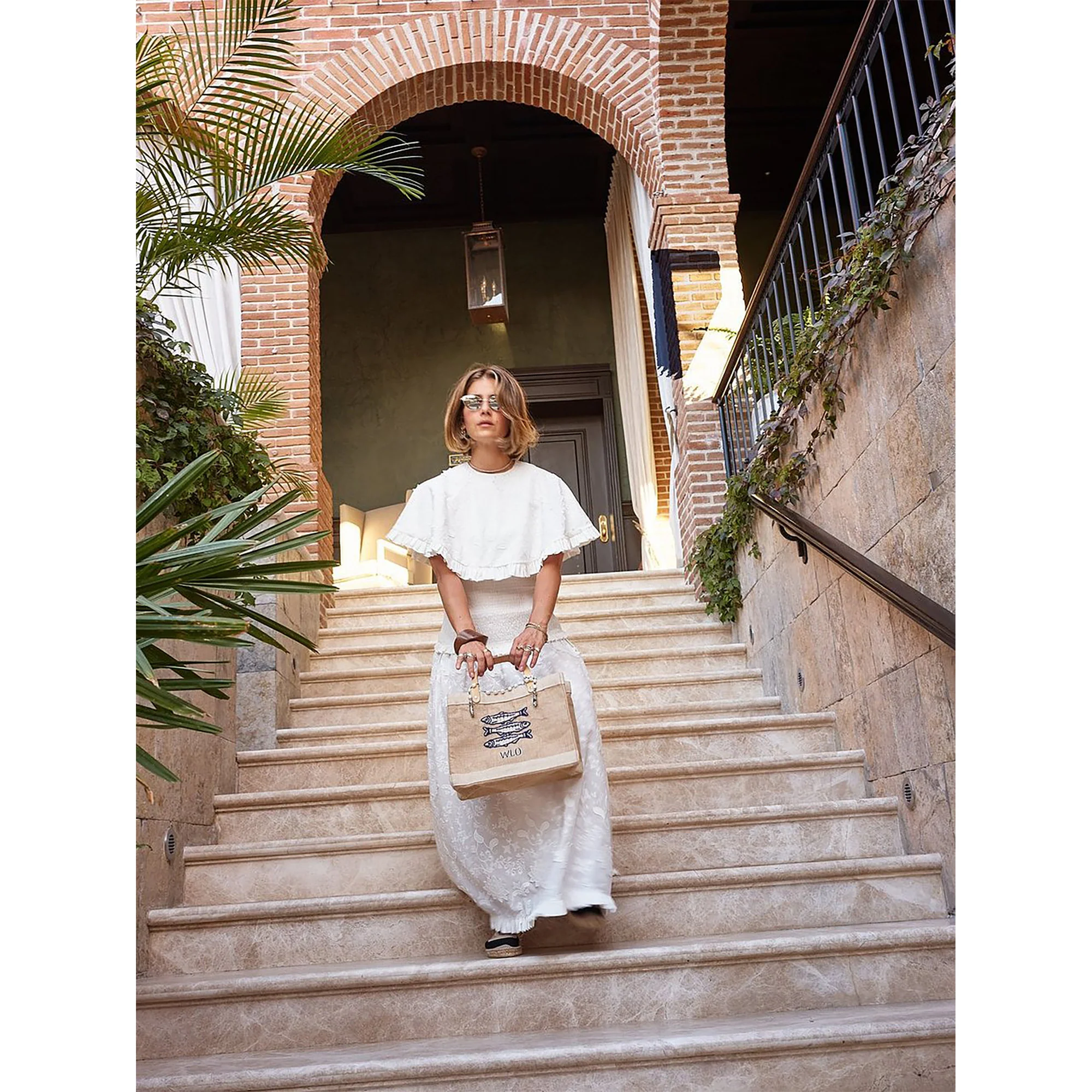 Petite Market Bag with Beaded Sardines - Image 9